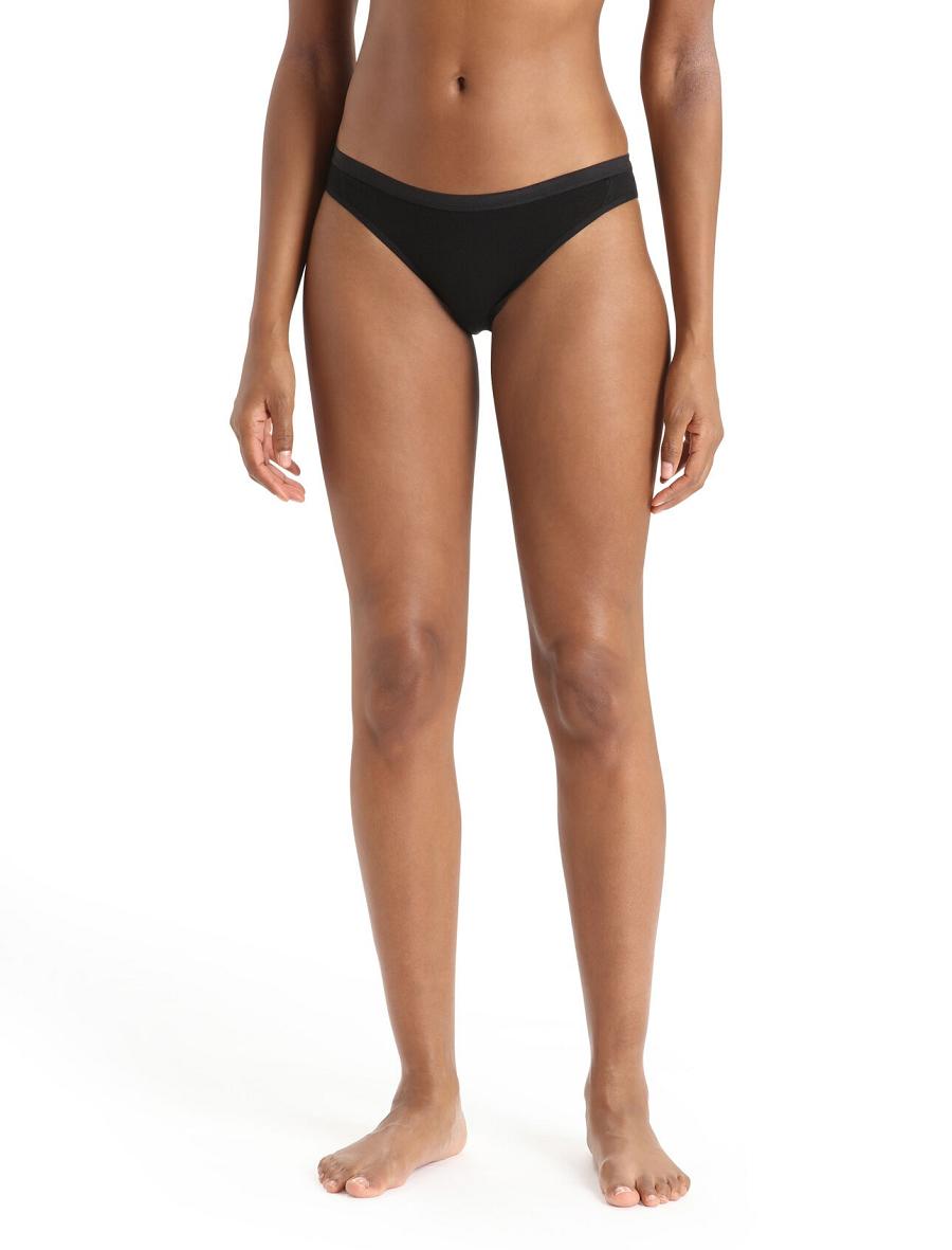 Black Women\'s Icebreaker Merino Siren Bikini Briefs One Piece & Sets | USA 1741JPQJ